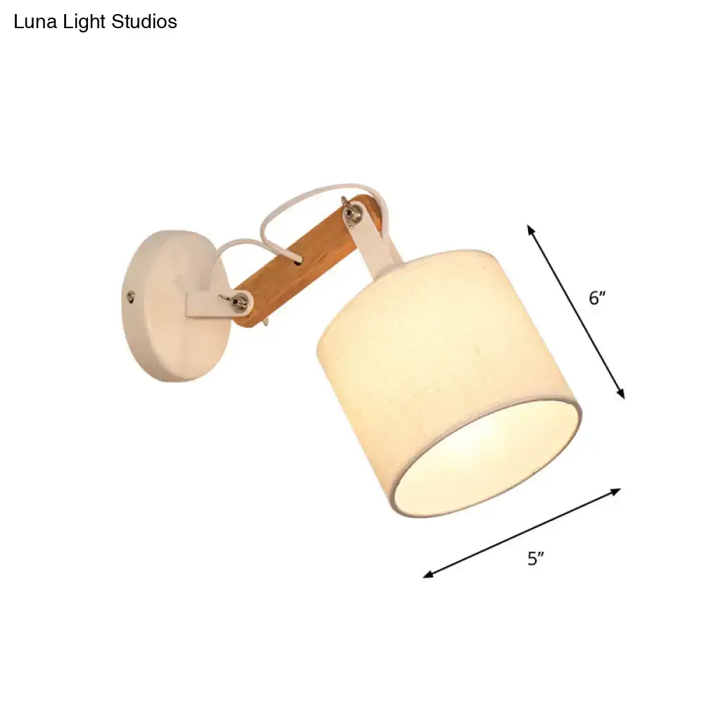 Wood Fabric Adjustable Arm Wall Lamp by Decorbites with beige fabric shade on Tampa Home & Garden Store