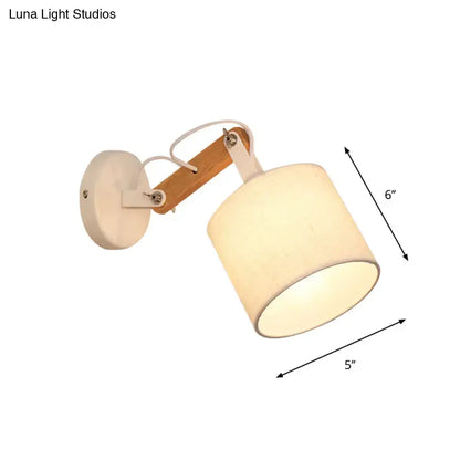 Wood Fabric Adjustable Arm Wall Lamp by Decorbites with beige fabric shade on Tampa Home & Garden Store