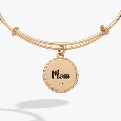 Alex and Ani Mom Bonded By Love Charm Bangle, rose gold bracelet with engraved Mom disc on Tampa Home & Garden Store