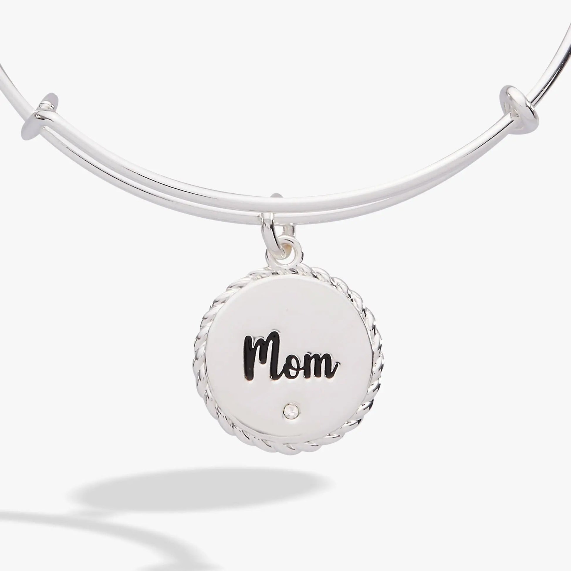 Bracelet Mom Bonded By Love Charm Bangle, silver-tone with round disk charm on Tampa Home & Garden Store