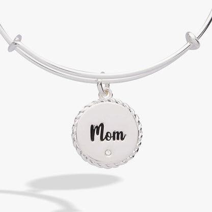 Bracelet Mom Bonded By Love Charm Bangle, silver-tone with round disk charm on Tampa Home & Garden Store