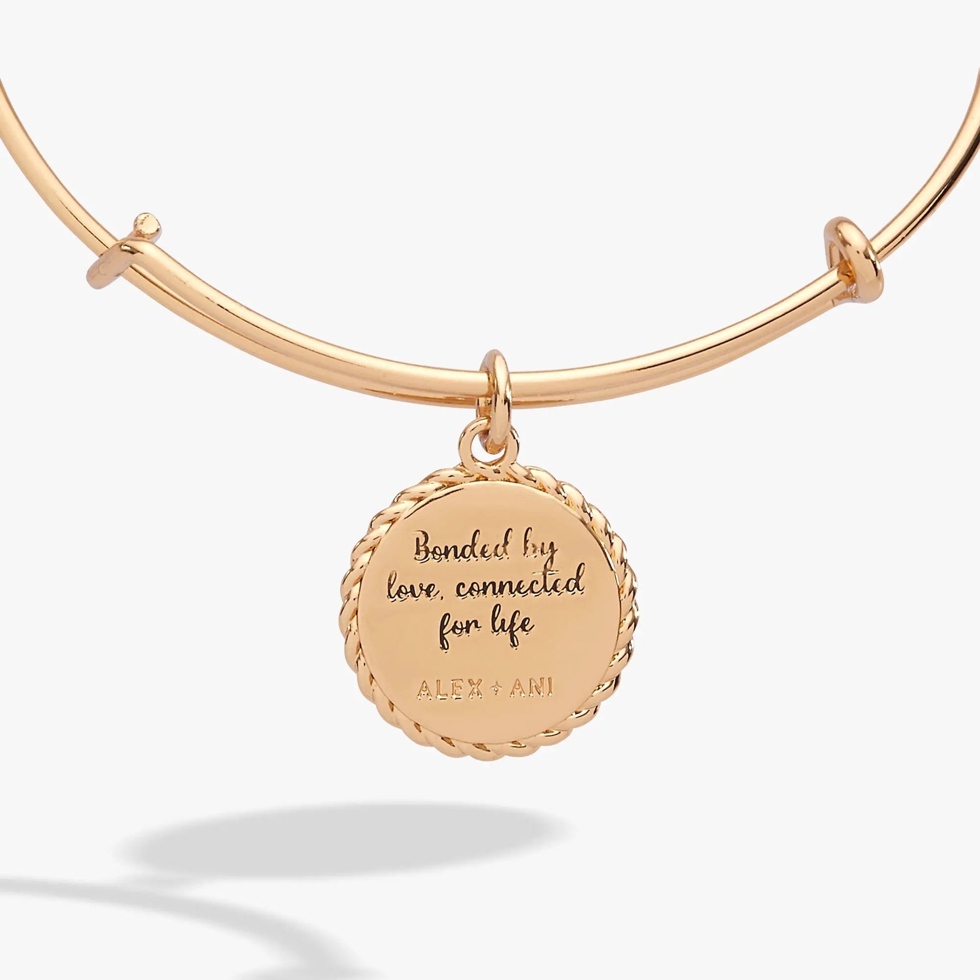 Mom Bonded By Love charm bangle by ALEX AND ANI with engraved rose gold pendant on Tampa Home & Garden Store