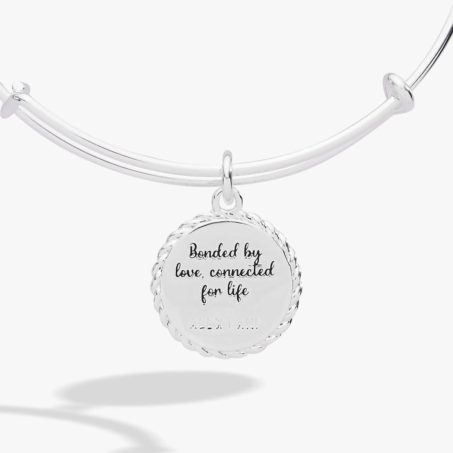 Charm bracelet silver with engraved disc Bonded by love, connected for life by ALEX AND ANI on Tampa Home & Garden Store