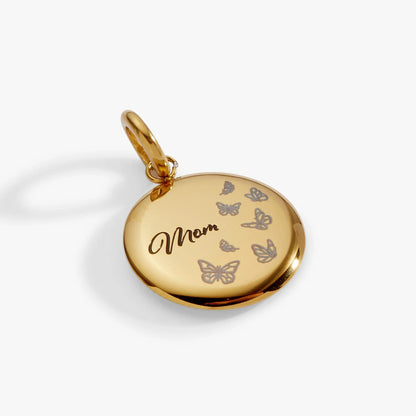 Mom Butterfly Disc Charm with Heartfelt Message