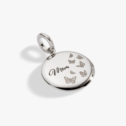 Mom Butterfly Disc Charm with Heartfelt Message