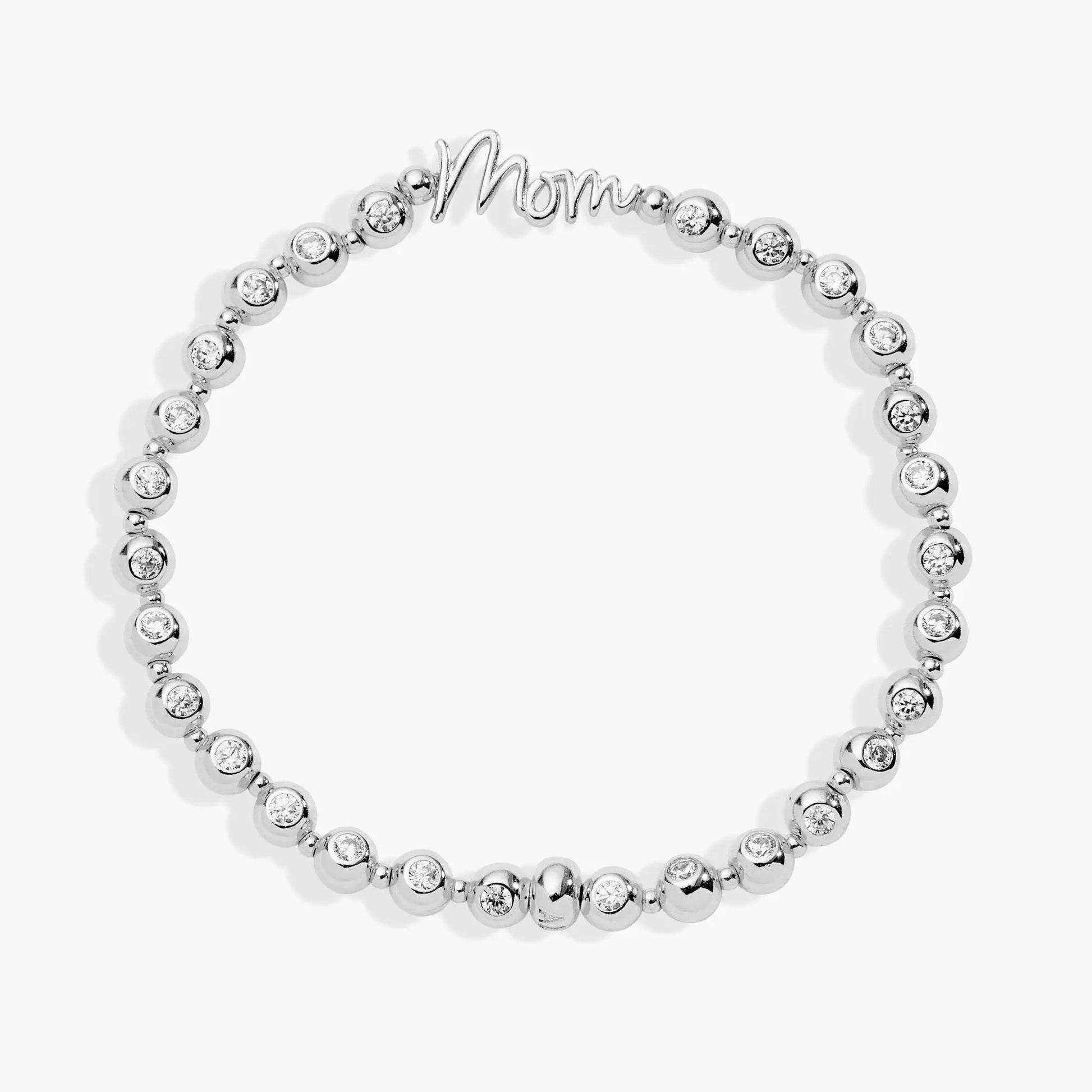 Bracelet Mom Elongated Crystal Stretch by Alex and Ani with silver-tone beads and clear crystals on Tampa Home & Garden Store