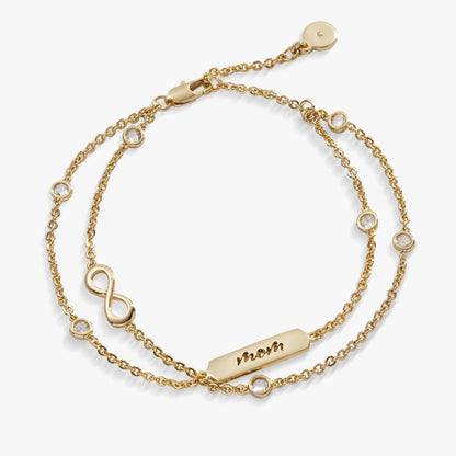Mom Infinity Chain Double Strand Bracelet gold-tone with crystal beads by ALEX AND ANI on Tampa Home & Garden Store