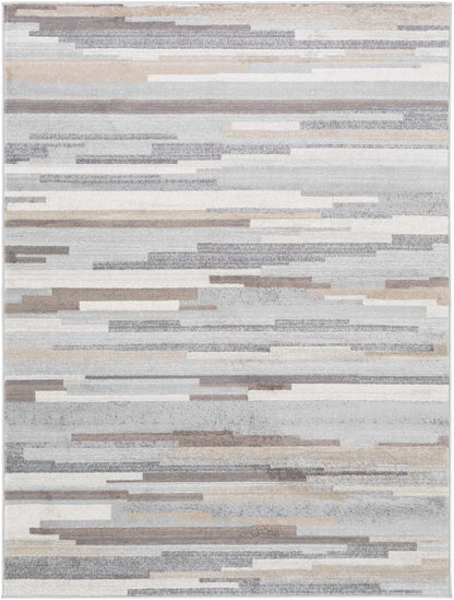 Monkland Area Rug, abstract striped in gray beige taupe by Boutique Rugs on Tampa Home & Garden Store