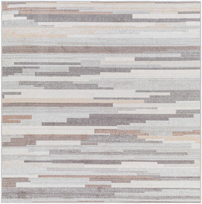 Monkland Area Rug by Boutique Rugs, modern striped abstract pattern in gray beige taupe on Tampa Home & Garden Store