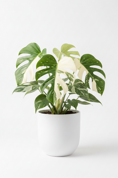 Monstera Mint indoor plant in white ceramic pot; variegated green and cream leaves on Tampa Home & Garden Store