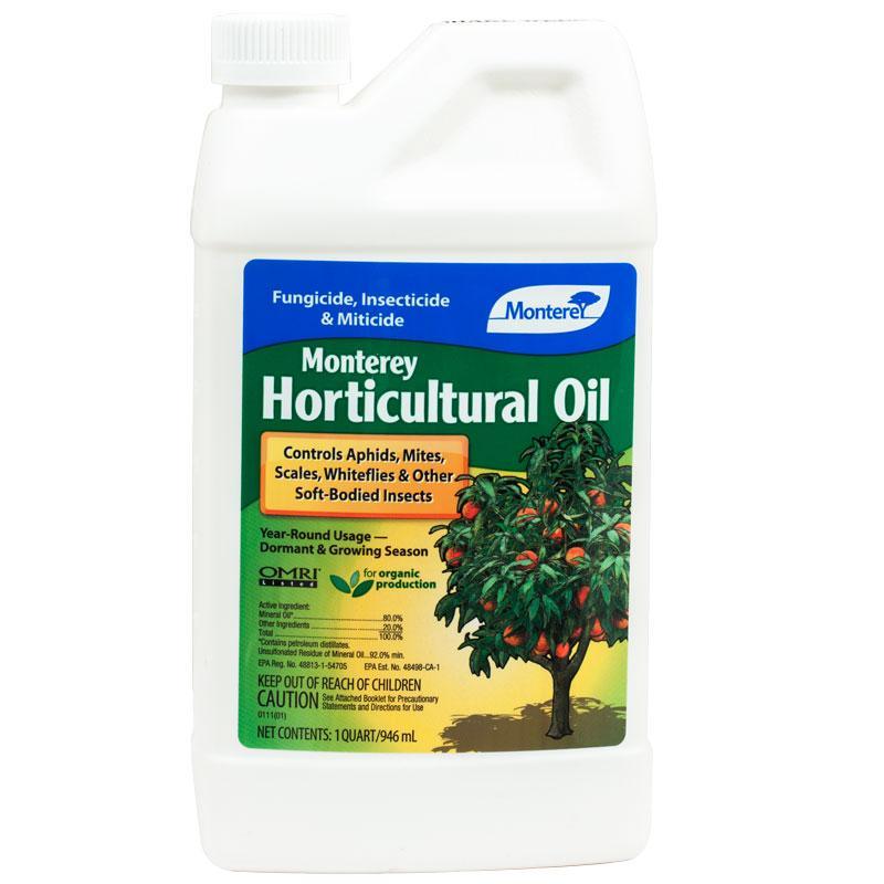 Monterey Horticultural Oil pest control bottle, white quart with Monterey logo on Tampa Home & Garden Store