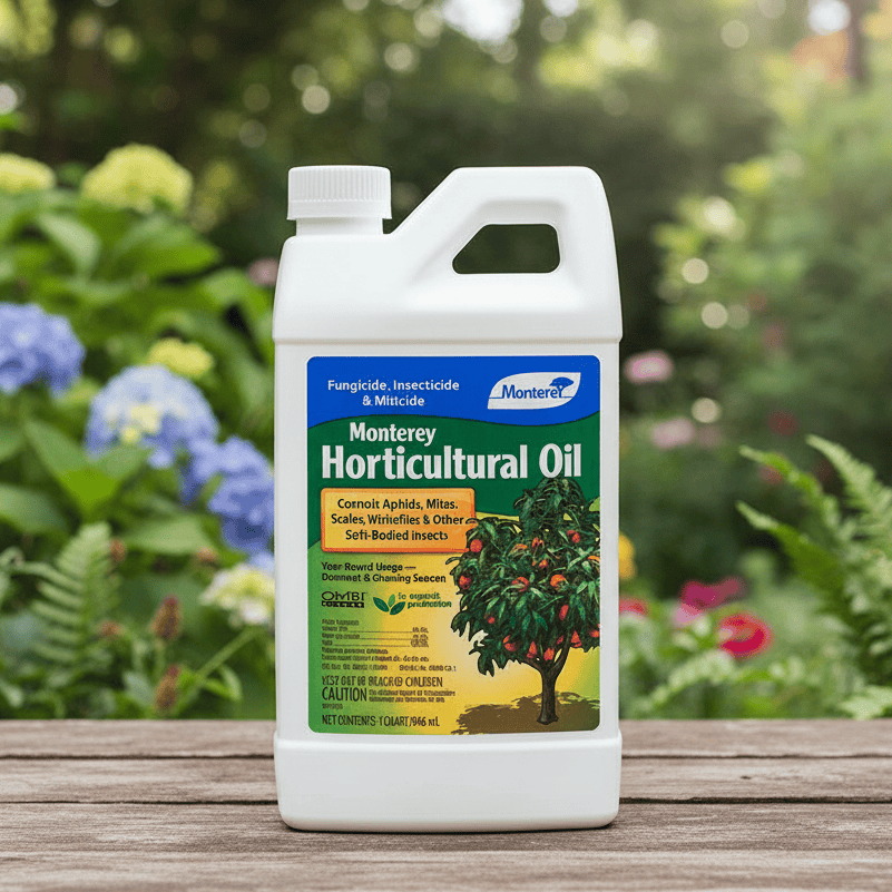 Monterey Horticultural Oil by Grow Organic, white 1 qt bottle for garden pest control on Tampa Home & Garden Store