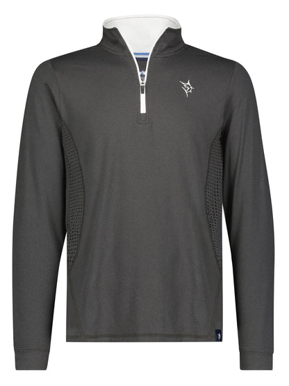 Monterey Performance Quarter Zip long-sleeve charcoal top with white zipper, mesh side panels, White Water Life logo on Tampa Home & Garden Store
