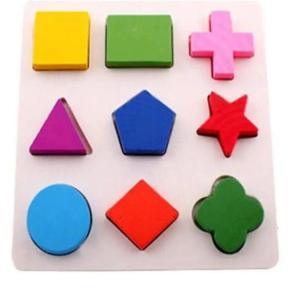 Montessori wooden shape puzzle set with 9 colorful geometric blocks for children on Tampa Home & Garden Store