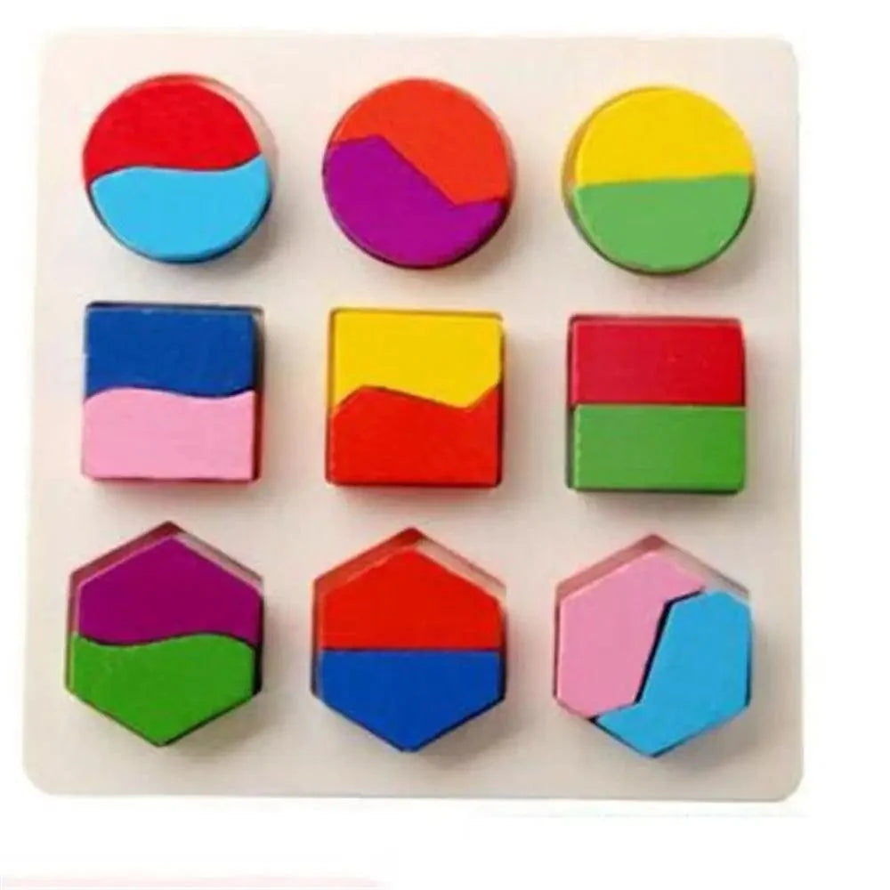 Wooden Montessori geometric puzzle set for kids; circle, square and polygon pieces 9 pcs on Tampa Home & Garden Store