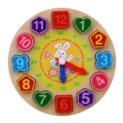 Montessori wooden beaded clock puzzle by Stevvex with colorful numbers on Tampa Home & Garden Store