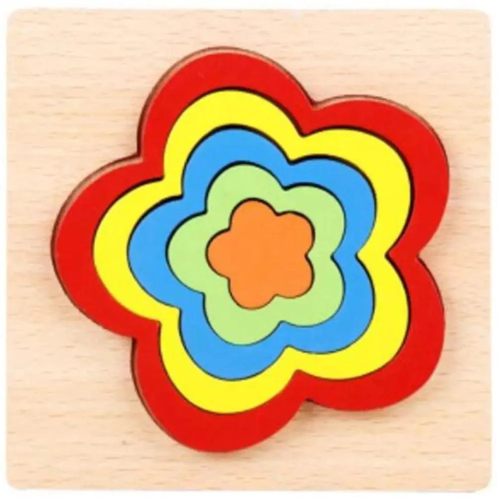 Stevvex wooden beaded geometry flower puzzle for children, multicolor layered petals on Tampa Home & Garden Store