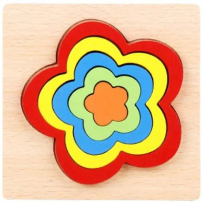 Stevvex wooden beaded geometry flower puzzle for children, multicolor layered petals on Tampa Home & Garden Store