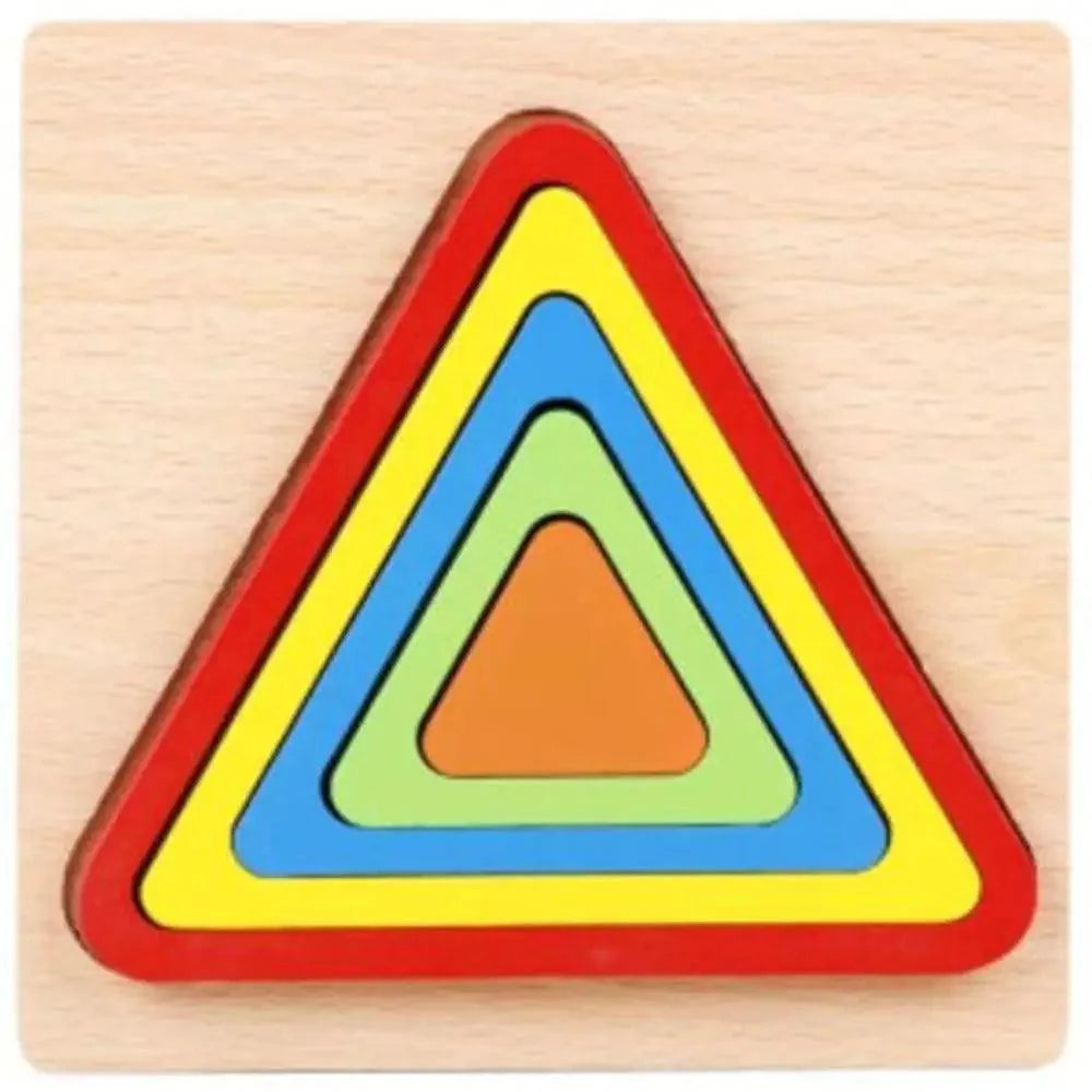 Stevvex wooden nested triangle geometry puzzle with colorful layered frames on Tampa Home & Garden Store