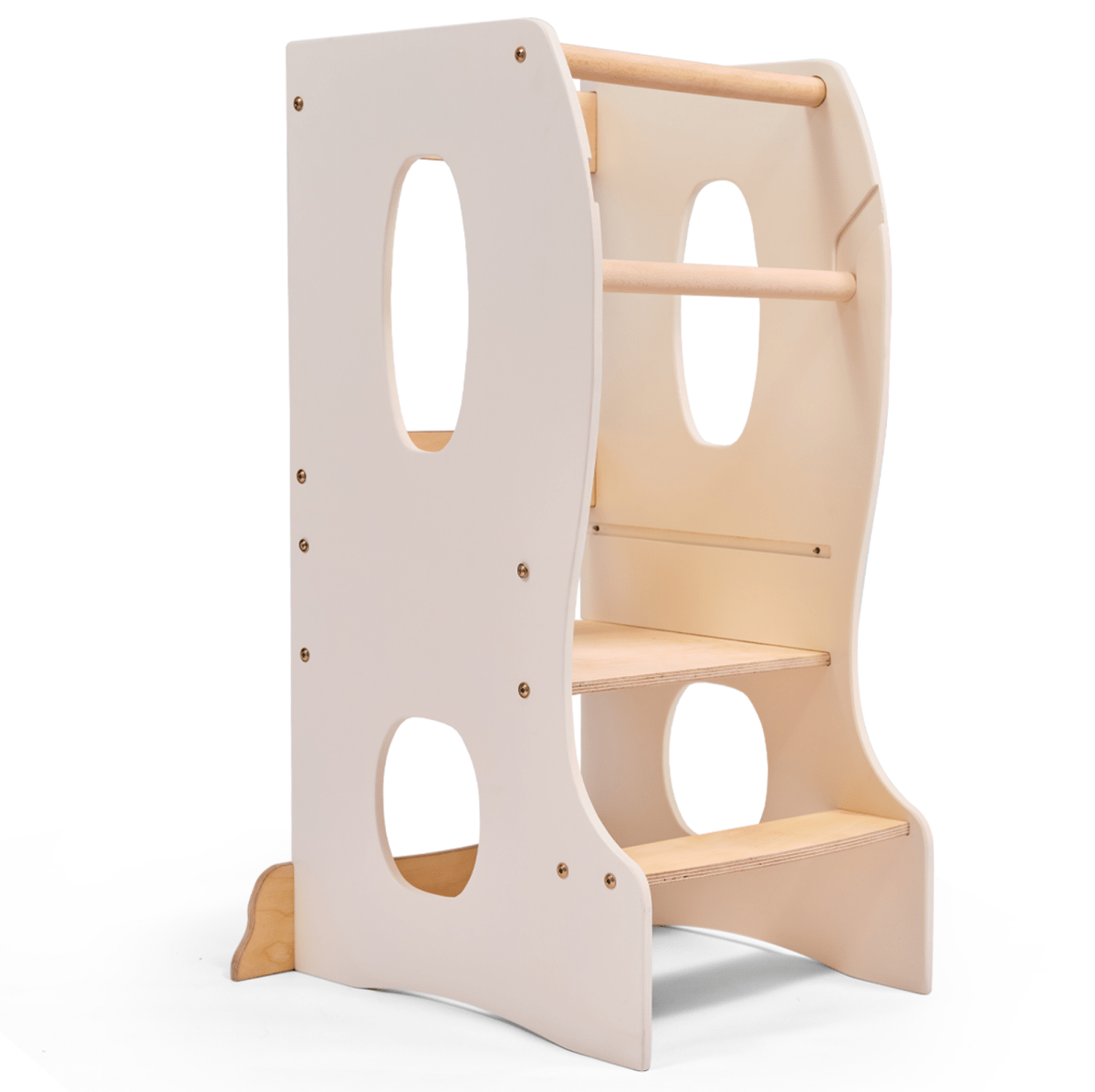 Goodevas Ivory Wooden Montessori Toddler Tower with two step shelves on Tampa Home & Garden Store