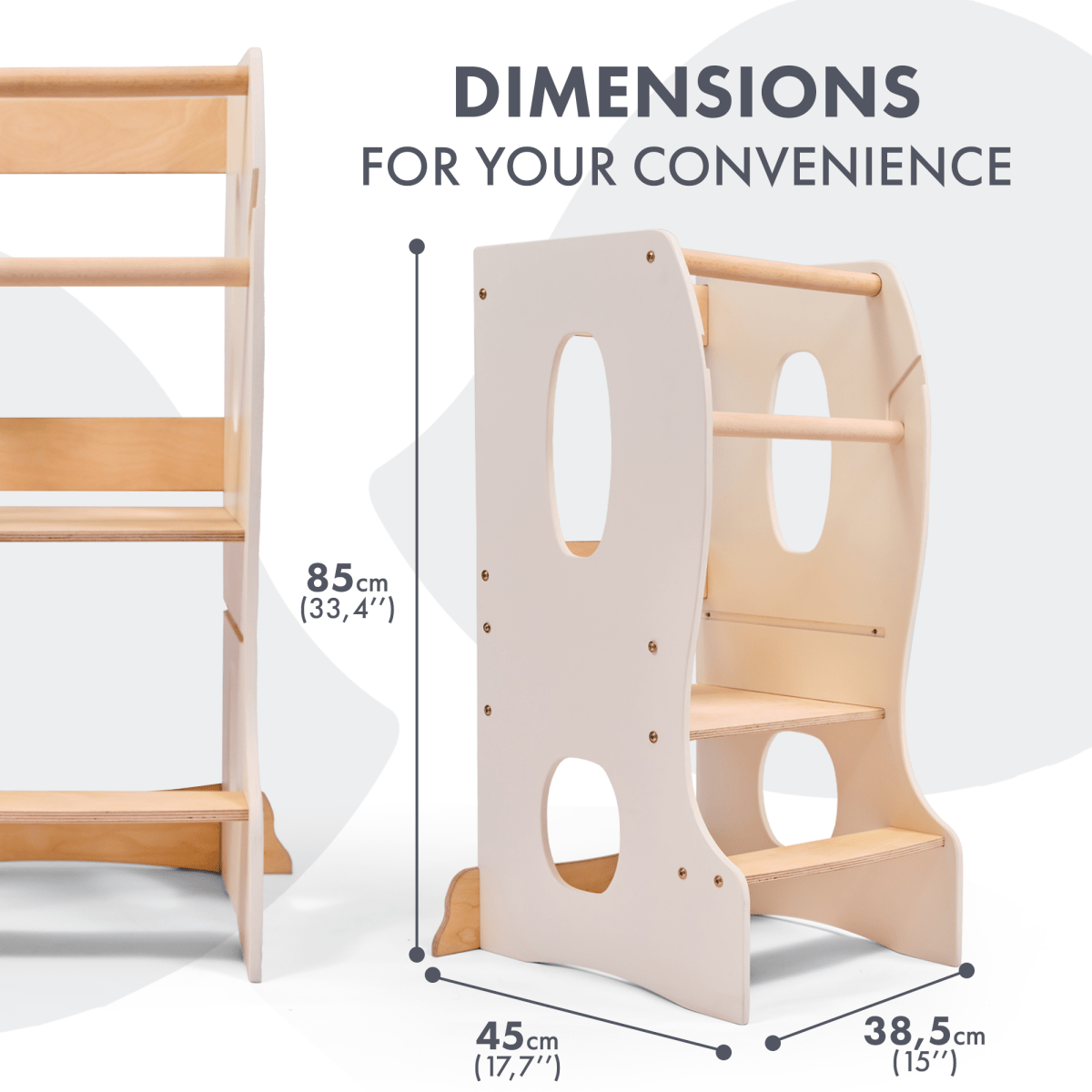 Stable Montessori Tower ivory toddler chair with cutout panels, 85 cm tall Goodevas on Tampa Home & Garden Store