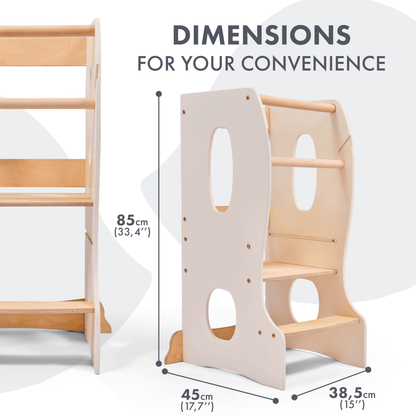 Stable Montessori Tower ivory toddler chair with cutout panels, 85 cm tall Goodevas on Tampa Home & Garden Store