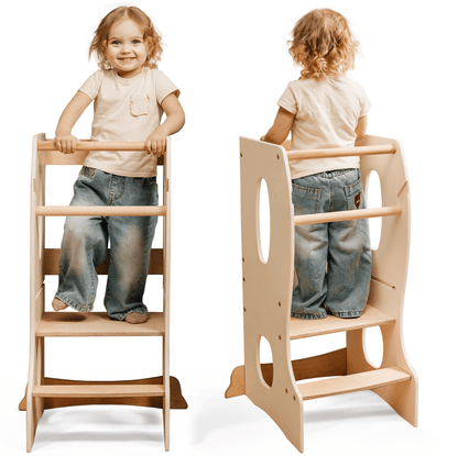 Stable Montessori Tower Ivory wooden growing chair by Goodevas, toddler tower on Tampa Home & Garden Store