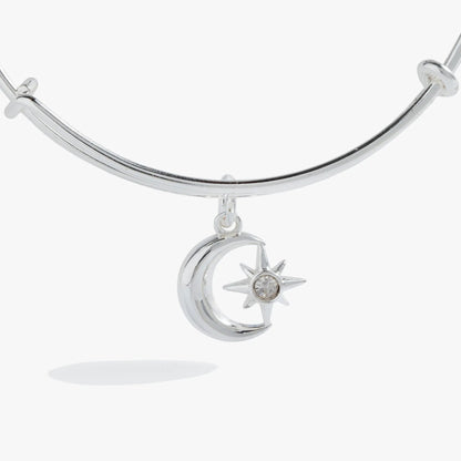 Moon and Star Charm Bangle for Light and Hope