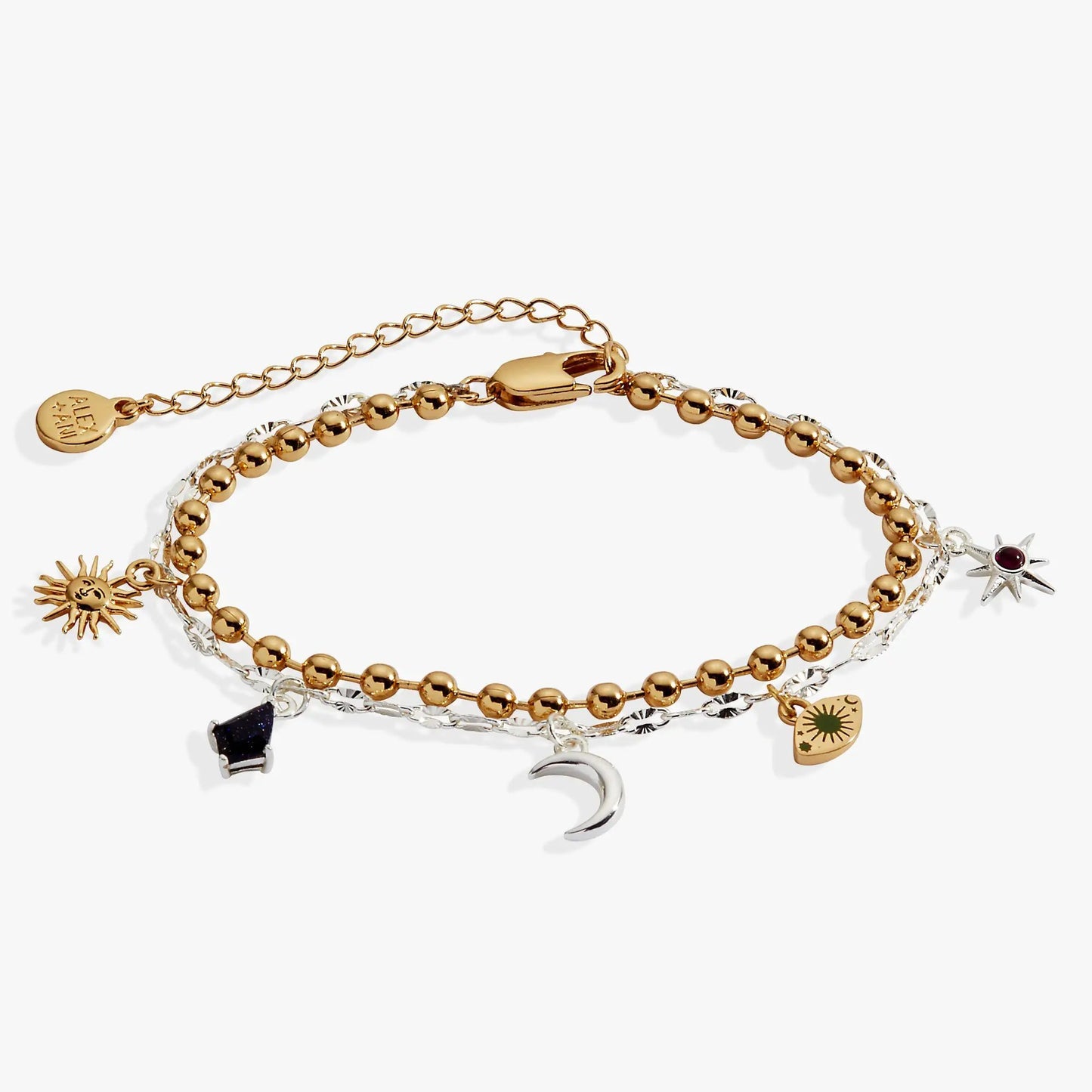 Moon Magic 2-Row Charm Bracelet beads with sun and crescent moon charms by ALEX AND ANI on Tampa Home & Garden Store