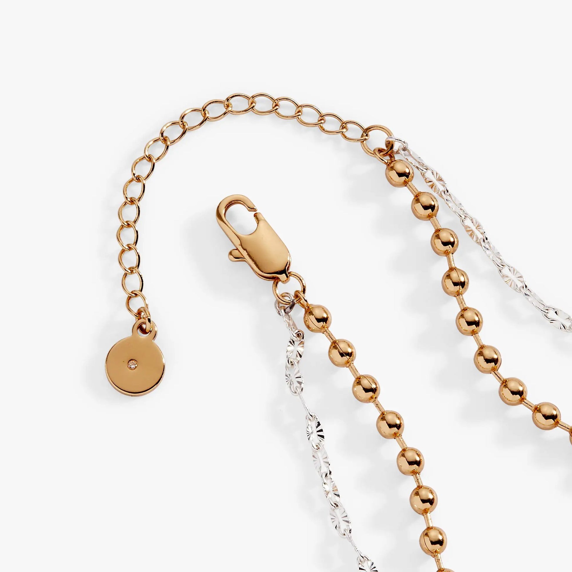 Moon Magic 2 Row Charm Bracelet gold-tone with clear crystal strand and round disc charm on Tampa Home & Garden Store