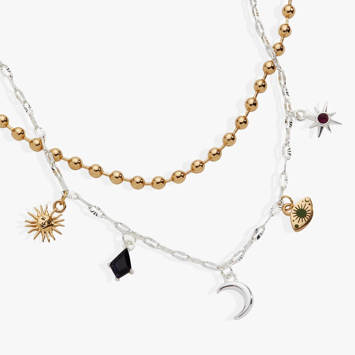 Moon Magic Two-Row Charm Necklace Blue Sunstone