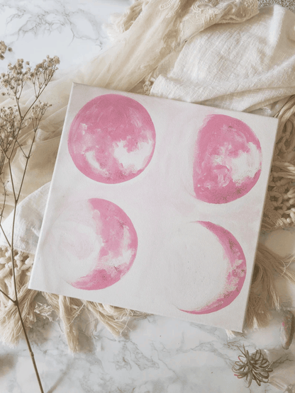 Lámina artística Fases de la luna rosa – Decoración de pared tranquila y de ensueño