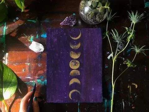 Diario de las Fases Lunares – Encuadernado a mano con ilustración original