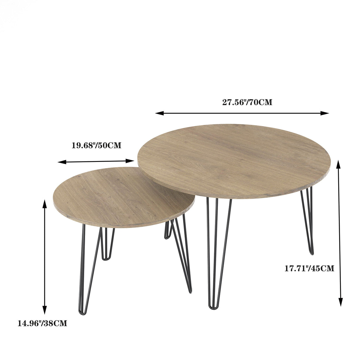 Nesting tables set of 3 with light brown wood tops and black metal legs HouseOfZazla on Tampa Home & Garden Store