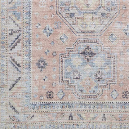 Morcott Peach Washable Area Rug peach and blue medallion pattern by Boutique Rugs on Tampa Home & Garden Store