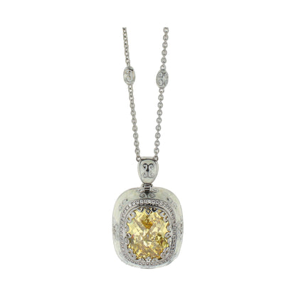 Moroccan Yellow Enamel and Cubic Zirconia Pendant