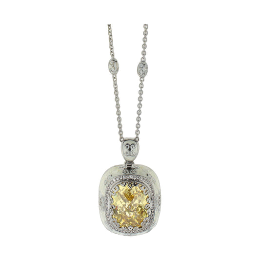Moroccan pendant necklace by Lauren G Adams with a silver filigree oval and yellow crystal on Tampa Home & Garden Store