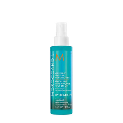 Moroccanoil All-In-One Leave-In Conditioner spray bottle turquoise with white pump on Tampa Home & Garden Store