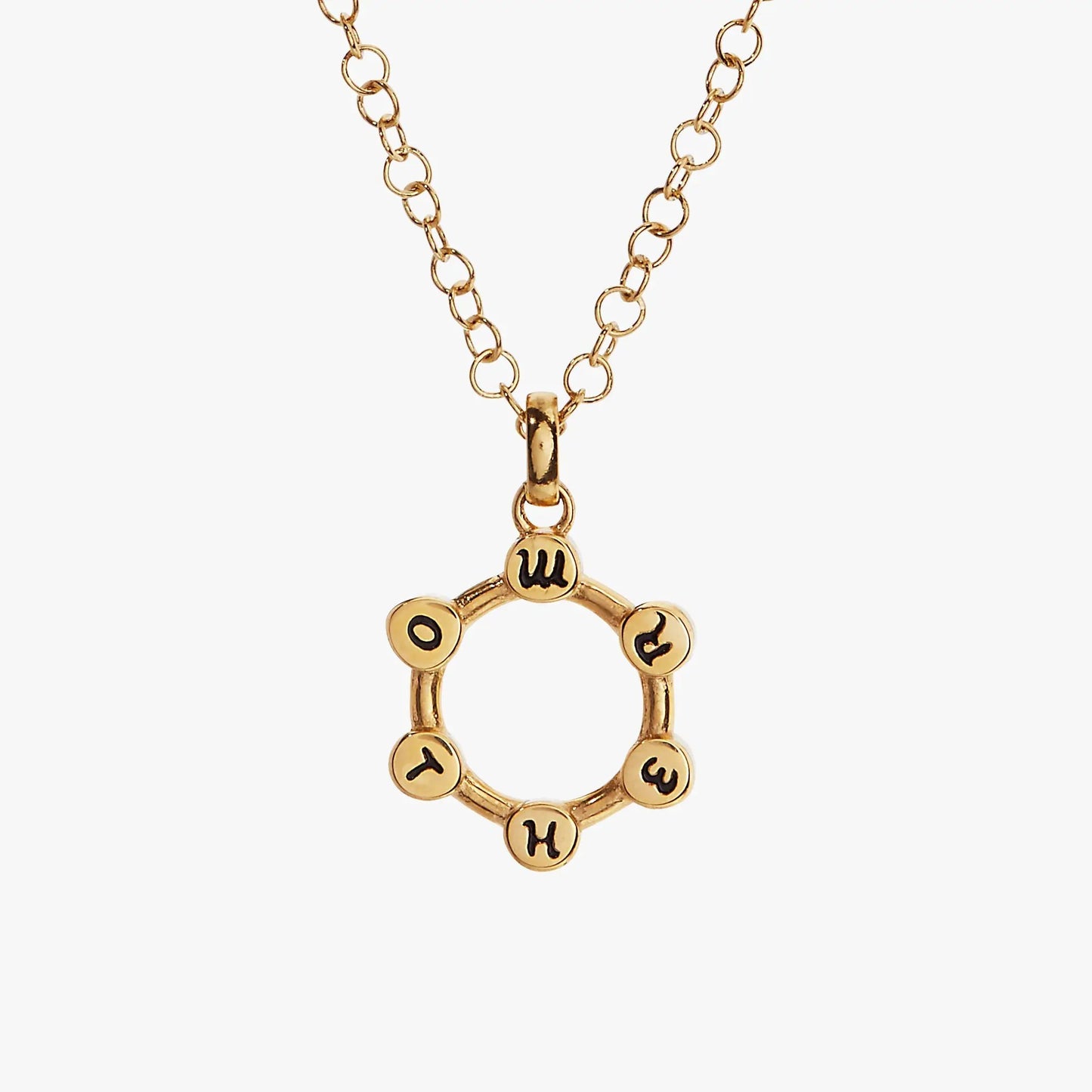 Mother Hidden Message Acrostic Necklace by Alex and Ani with gold-tone chain and charms on Tampa Home & Garden Store