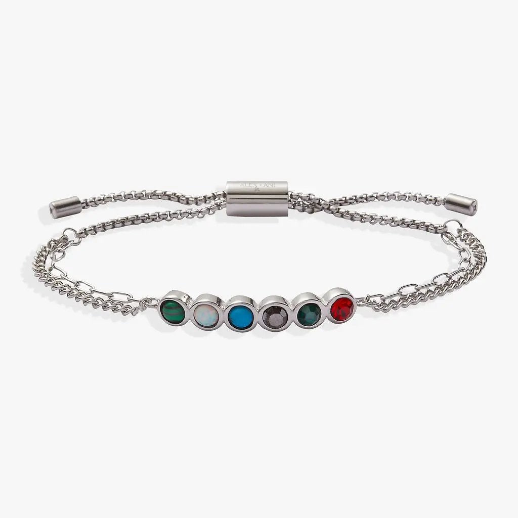 Bracelet Mother Hidden Message Acrostic Bolo by ALEX AND ANI, silver-chain with colorful gems on Tampa Home & Garden Store