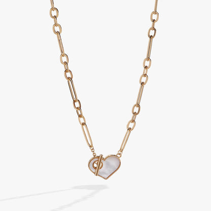 Delicate Mother of Pearl Heart Toggle Necklace