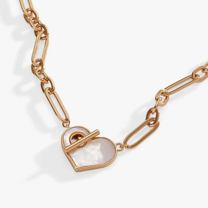 Delicate Mother of Pearl Heart Toggle Necklace