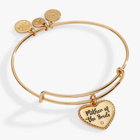 Mother of the Bride Heart Bangle by Alex and Ani, rose-gold tone bracelet with 3 charms on Tampa Home & Garden Store