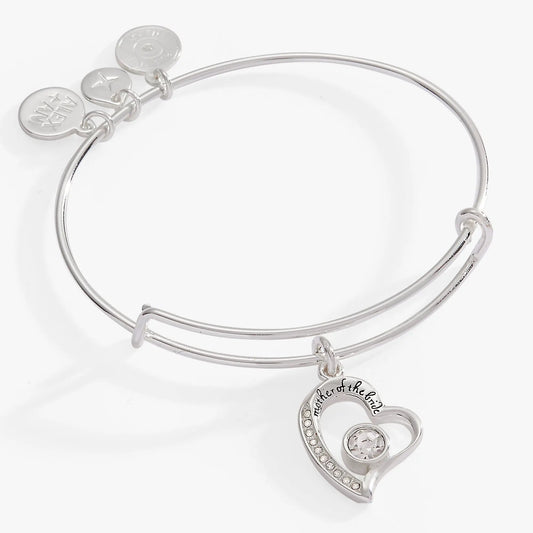 Mother of the Bride Bangle by ALEX AND ANI, silver-tone bracelet featuring engraved charm and crystals on Tampa Home & Garden Store