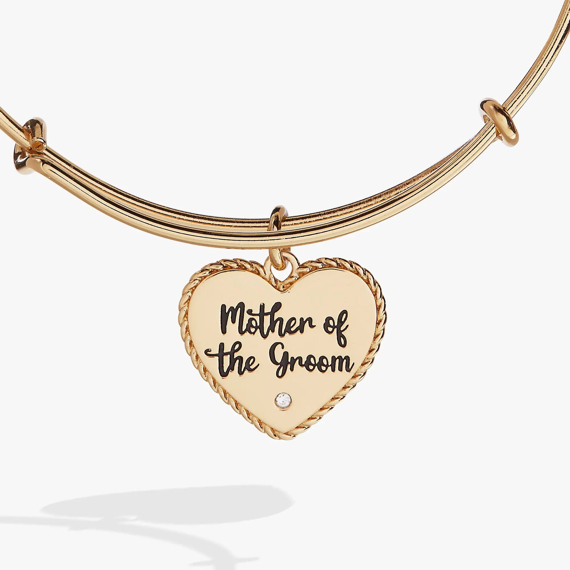 Bracelet Mother of the Groom Heart Bangle by Alex and Ani, goldtone with rope-wrapped heart on Tampa Home & Garden Store