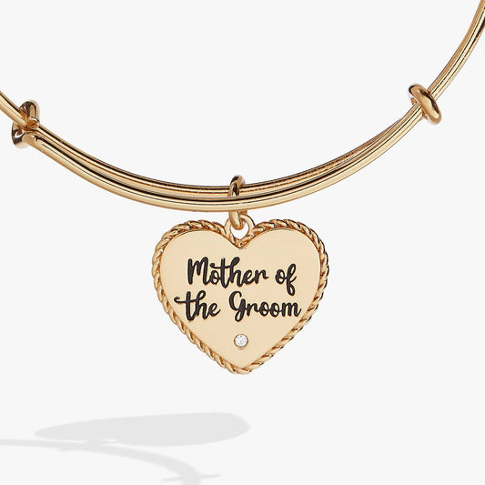 Bracelet Mother of the Groom Heart Bangle by Alex and Ani, goldtone with rope-wrapped heart on Tampa Home & Garden Store