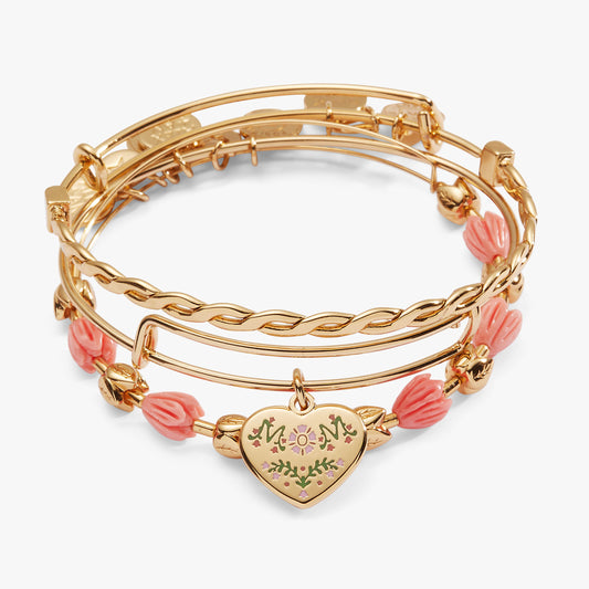 Premium Mom Tulip Charm Bracelet and Flower Set
