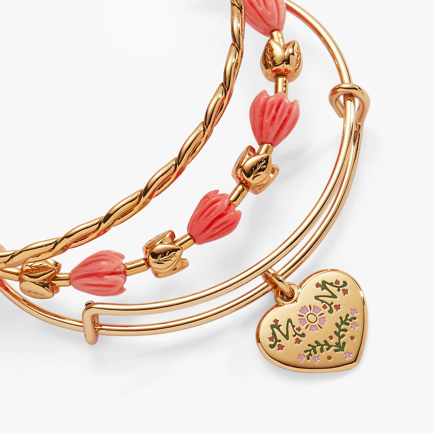 Premium Mom Tulip Charm Bracelet and Flower Set