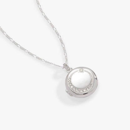Mother Locket Necklace by ALEX AND ANI in silver with crystal circular pendant on delicate chain on Tampa Home & Garden Store