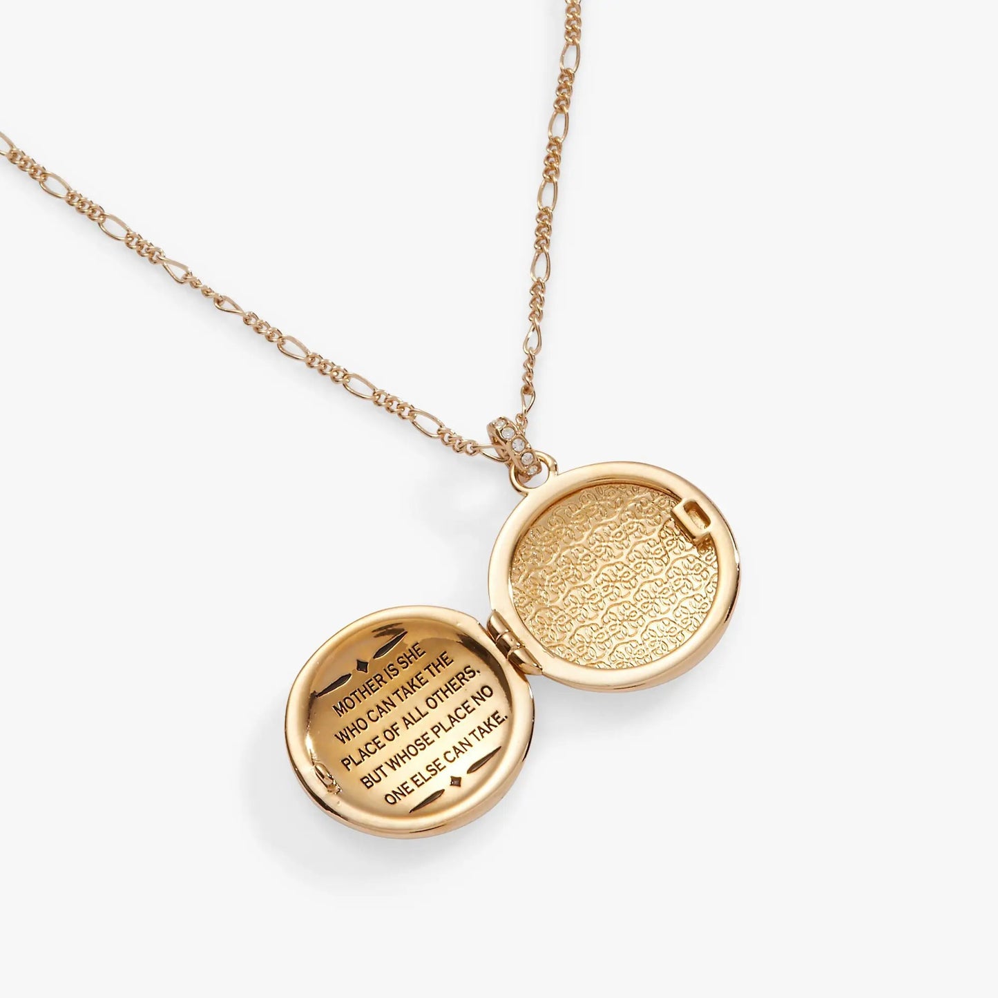 Mother Locket Necklace gold tone by Alex and Ani with engraved round lockets on chain on Tampa Home & Garden Store